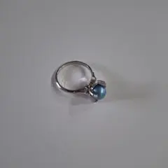 青色真珠のシルバーリング