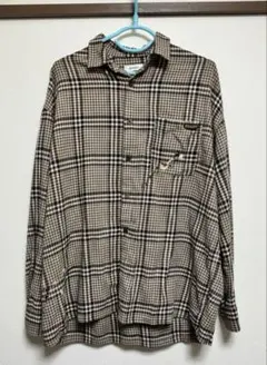 SHADOW 長袖チェックシャツ ベージュ系