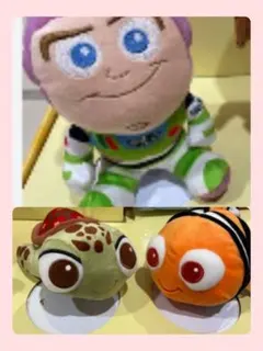 【ディズニー】バズ&ニモ& スクワート ぬいぐるみスタンド3点セット