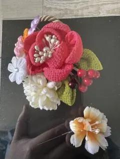 和装用髪飾り 花モチーフ ピンク