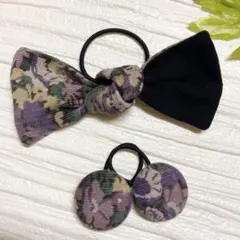 お買い得♡お揃い　コーデュロイリバティ大きなシングルリボンくるみボタン3個セット