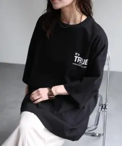 BIGシルエットプリントTシャツ/ ブラック 黒 オーバーサイズ / 春夏のサムネイル