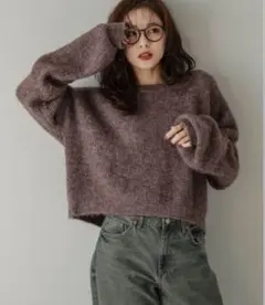 【値下げ中】メランジニットトップス／La-gemme ブラウン