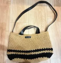 ハンドメイド　かぎ針編み　カゴバッグ　ブラウン 夏　トート　ショルダー　2wayのサムネイル