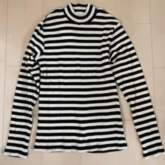 アースミュージック&エコロジー　ハイネックボーダーカットプルオーバー　M