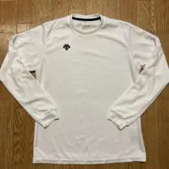 美品　DESCENTE　練習着　白　長袖　Tシャツ　ロゴ　バレーボール　Oサイズ