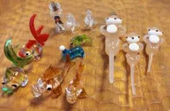 ガラス細工　ミニチュア　ガラス置物　 ペンギン　アシカ　イルカ　魚　ラッコの親子