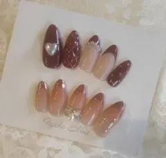 ミラーフレンチ グラデーション ボルドー 赤 韓国 量産型 ネイルチップ