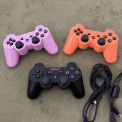 PS3 コントローラー 3個セット USBケーブル付き
