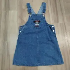 petit main ミニーマウス刺繍 デニムジャンバースカート　Mサイズ