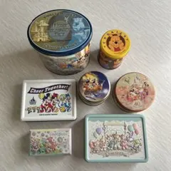 ディズニーリゾートお菓子の空き缶　カラフルハピネス　ダッフィーフレンズ7点セット