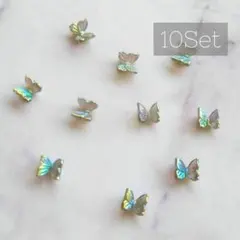 ネイルパーツ　オーロラバタフライ　ブラック　10個セット