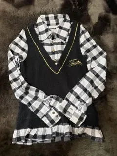 トゥララ　重ね着風チェック柄レイヤードシャツ