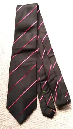 PaulSmith ポール・スミス ネクタイ ブラック ピンクストライプ 中古品