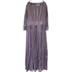 ニアナ　薄紫色 レース長袖ワンピース　フォーマル　お呼ばれ　L 美品