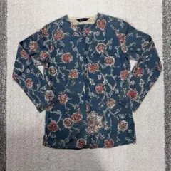 【45R 45rpm】花柄 長袖シャツ インディゴ染めのサムネイル