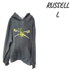 RUSSELL Lサイズ グレー フーディ男女兼用，パーカートレーナーのサムネイル