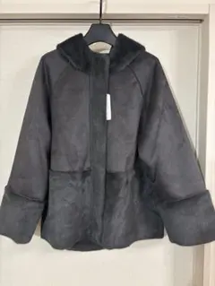 MEDOCボア袖ファーコートチャコールグレーヤマダヤ