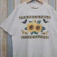 ONEITAポディーひまわりプリントTシャツ1991年ヴィンテージサイズM 