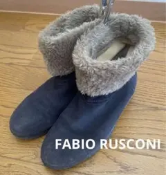 FABIO RUSCONI スエードブーツ 23.5〜24cm ネイビー
