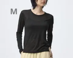 GU ソフトシアークルーネック　M ブラック