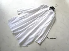 美品 ドゥロワー 7,4万 ビッグカラーのブラウス ホワイト Drawer X