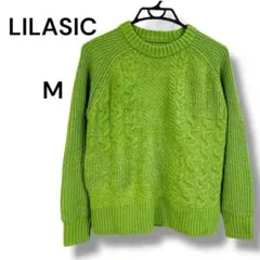 LILASIC リラシク　グリーン ニットセーター M シンプル　暖かい　秋冬のサムネイル
