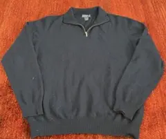 90s 100%カシミア　ハーフジップ　ネイビー