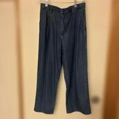 [UNIQLO]ワイドストレートデニム ダークブルー ゴムウエスト