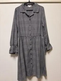 グレー系チェック ワンピース マタニティ