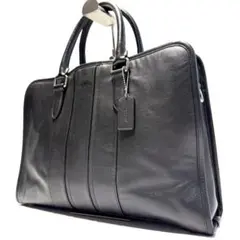 美品 コーチ ボンドスムースレザー ブリーフケース 大容量 ブラック シボ革