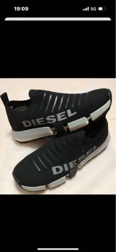 【美品】DIESEL ディーゼル　ロゴ ソックススニーカー　ブラック　25.5㎝