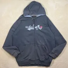 Quiksilver 刺繍ロゴ フルジップパーカー フェード グレー XL相当のサムネイル