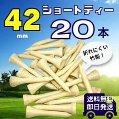 ゴルフ ティー ショート 42mm 20本 竹 バンブー まとめ売り セットのサムネイル