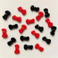 ミニリボン赤黒ネイルパーツ20個