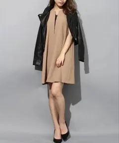 FRAY I.D（フレイ アイディー）スリットレースAラインワンピース ベージュ