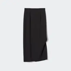 UNIQLO ユニクロストレッチダブルフェイスナロースカート ブラック 丈標準