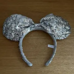 ミッキー耳型カチューシャ シルバー スパンコール