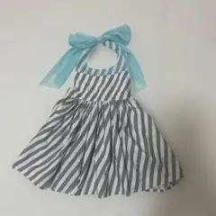 MARLMARL ベビーエプロン　ストライプ　水色リボン