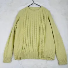 無印良品　MUJI　ケーブル編み　コットンニット　綿100％　黄色　XLサイズ