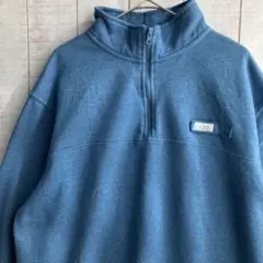 古着　長袖　ハーフジップ　スウェット 裏起毛　刺繍　アメカジ ゆるだぼ