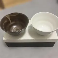 ペア小鉢　陶器製 ホワイト＆ブラウン 2点セットのサムネイル