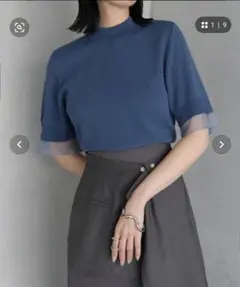 ＆g’aim 袖シースルーハーフニットトップスのサムネイル