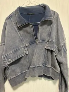 JEANASIS ブルー クロップドスウェット ジッパー付き【最終値下げ】