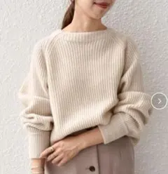 SHIPS any AQUA ニット ラグランパフプルオーバー カシミヤ ウール