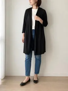 LAND’S END ブラック ロングカーディガン M フード付きのサムネイル