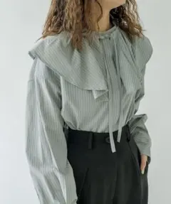 mystic / ラッフルカラーストライプシャツ