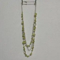 レディース　グリーン系　2連ネックレス　ビーズ