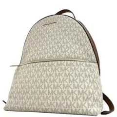 未使用級　マイケルコース　リュック　MK柄　pvc　白　大容量　ゴールドロゴ