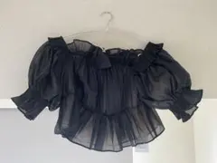 SNIDEL Sustainableギャザーオフショルブラウス BLK